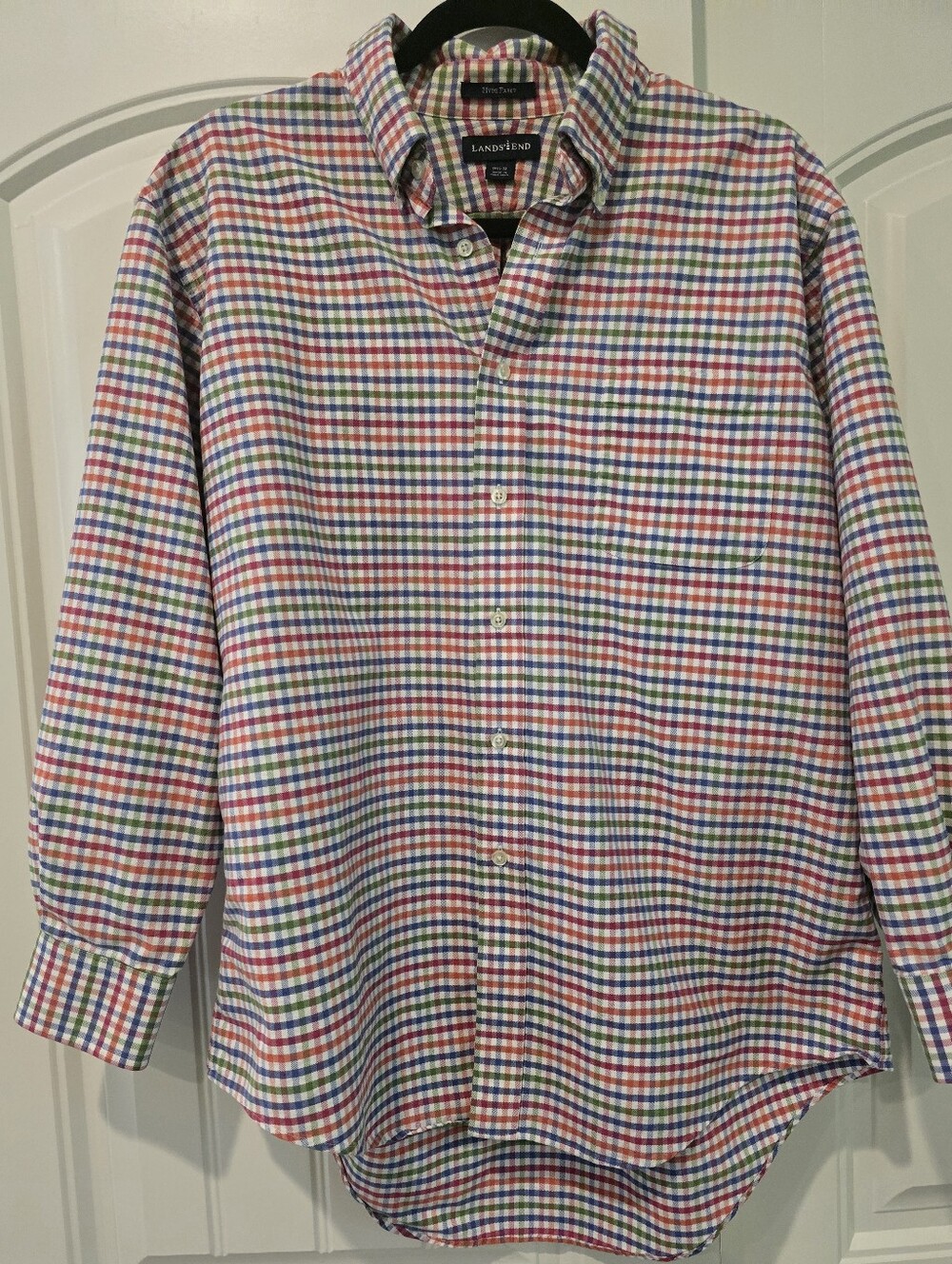 Lands' End Men's Multicolor Gingham Button-Up Shirt 16 1/2-32